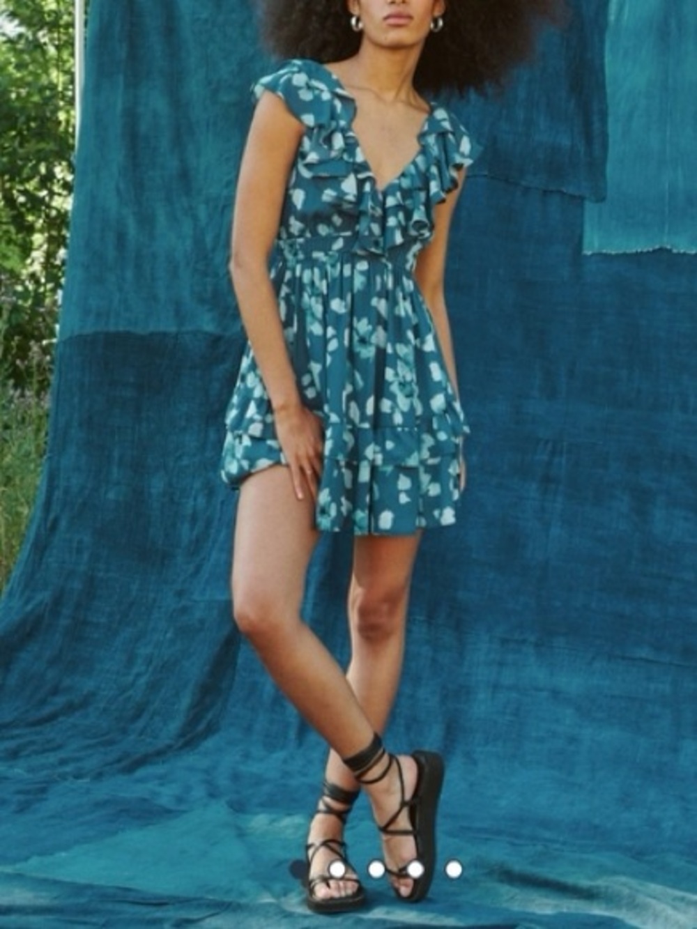 Abercrombie & Fitch Blue Floral Ruffle Mini Dress M